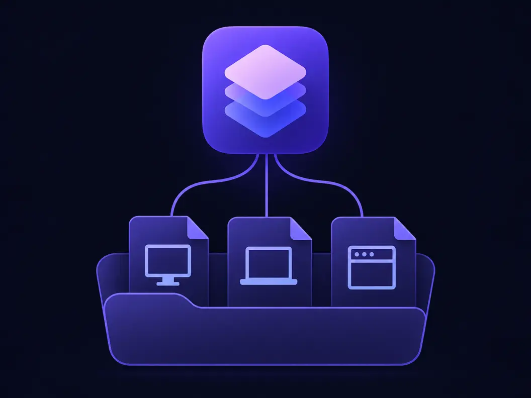 Ein 1024-px-Electron-App-Icon-Master, der sich in einem Build-Ordner in icon.icns-, icon.ico- und Linux-PNG-Sets auffächert